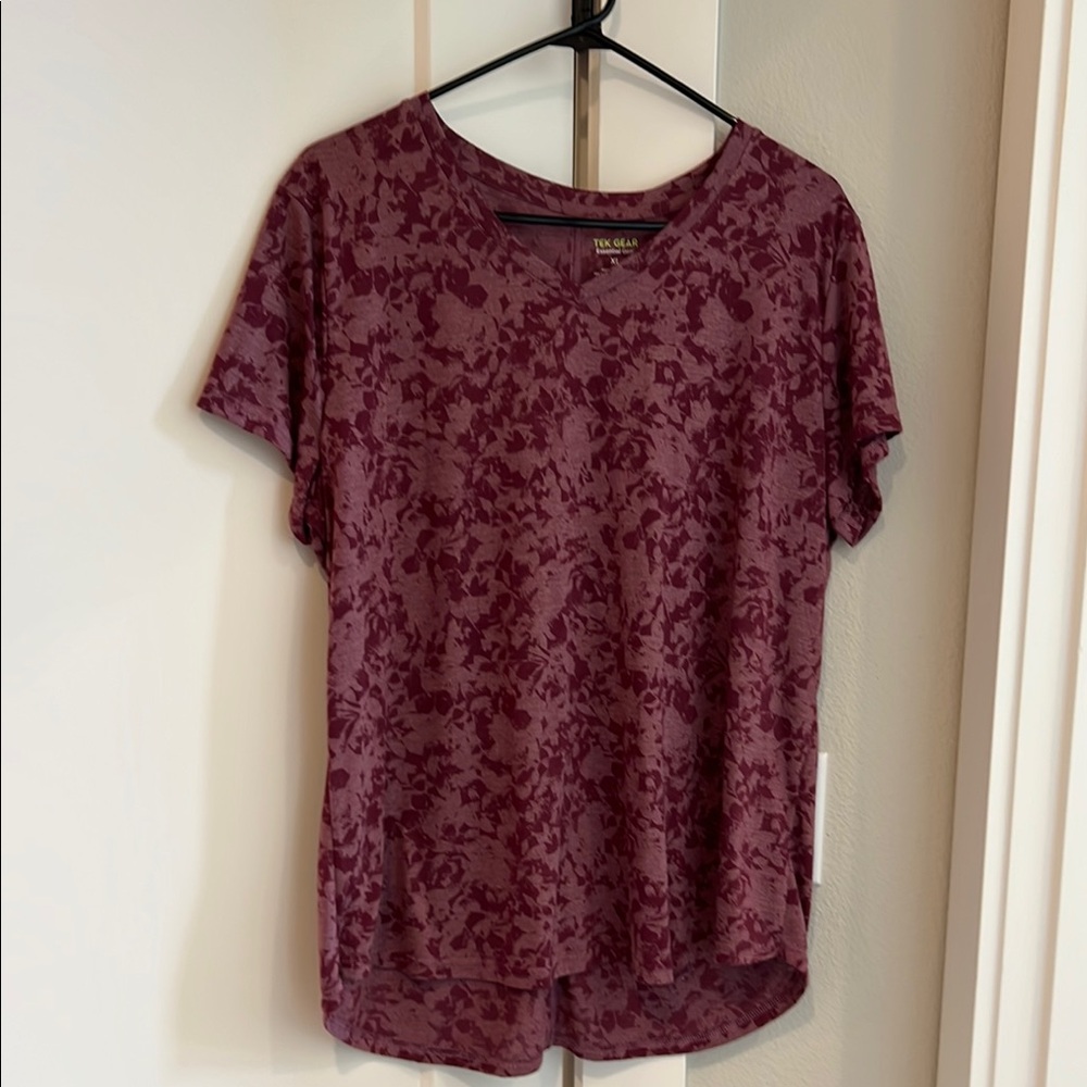Floral V-Neck Burgundy Top